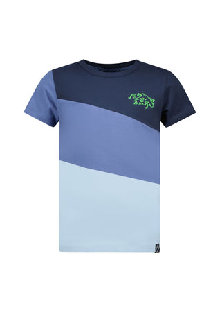 B.NOSY T-shirt colourblock blauw gecko jongens