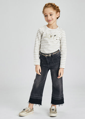 Mayoral brede zwart jeans met studs meisjes