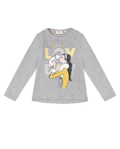UBS2 T-shirt kitty love grijs geel meisjes