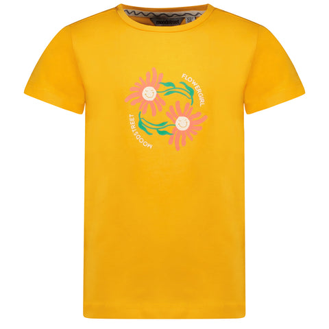 Moodstreet t-shirt abrikoos flowergirl geel oranje meisjes