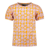 Moodstreet t-shirt flowers allover oranje paars meisjes