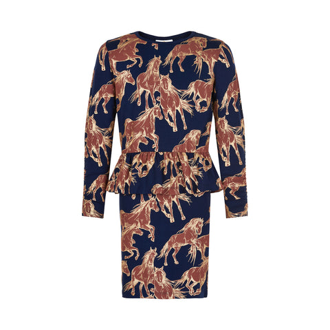 THE NEW Jurk paardenprint, smal model met ruffle aan de taille