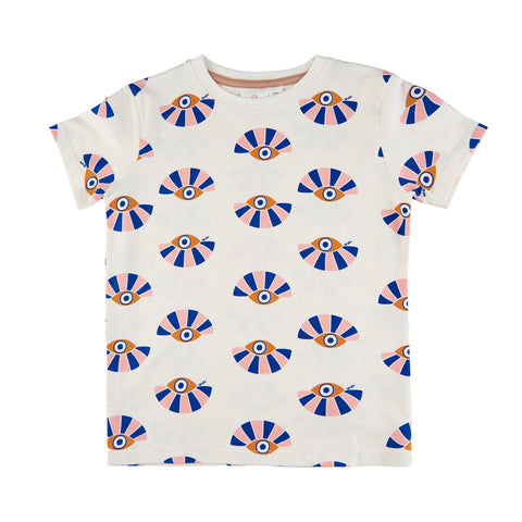 The New t-shirt aop ogen wit roos blauw meisjes