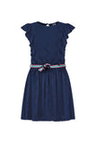 B.NOSY blauwe jersey jurk met ruffles meisjes